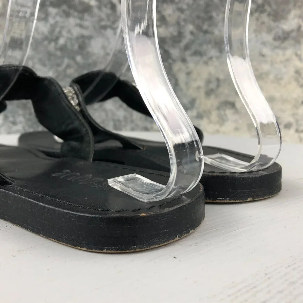Mystique Boutique Black Sandal with Gold Embellishments